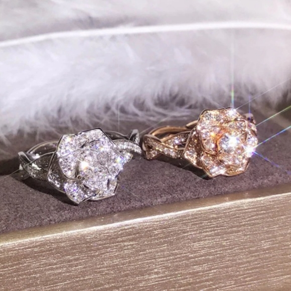 925 Sterling Silver Sapphire Rose Ring - Picture 6 of 10